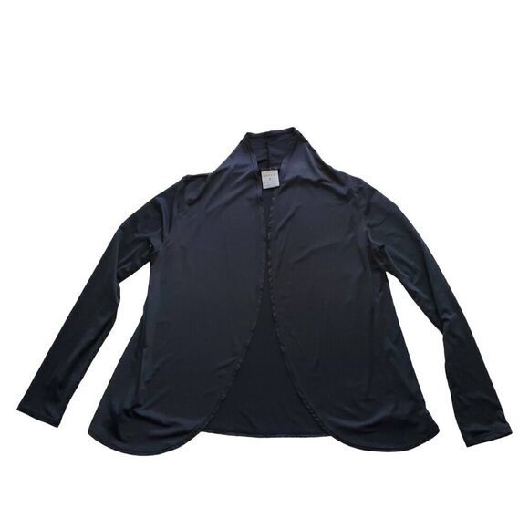 Danskin Black Workout Cardigan Wrap Shawl Collar Black Style 4714 Size M - Picture 9 of 13